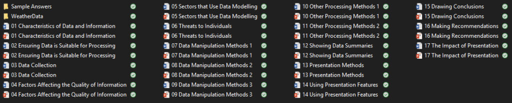 Component 2: Collecting, Presenting and Interpreting Data Contents